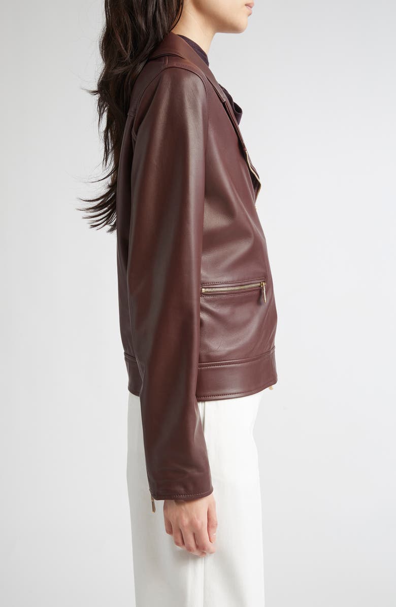 Eleventy Leather Moto Jacket, Alternate, color, 167 Bordeaux