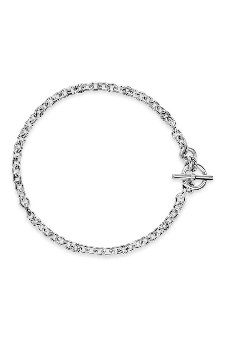 DY Mercer® Toggle Chain Necklace in Sterling Silver with Diamonds, 8mm, Main, color, DIAMOND/ SILVER
