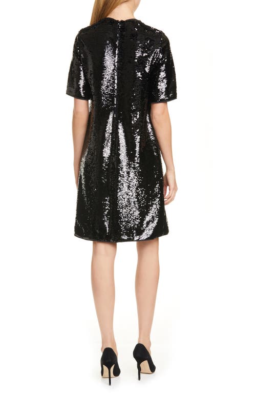 Hugo Boss Dettia Short Sleeve Sequin Shift Dress In Black