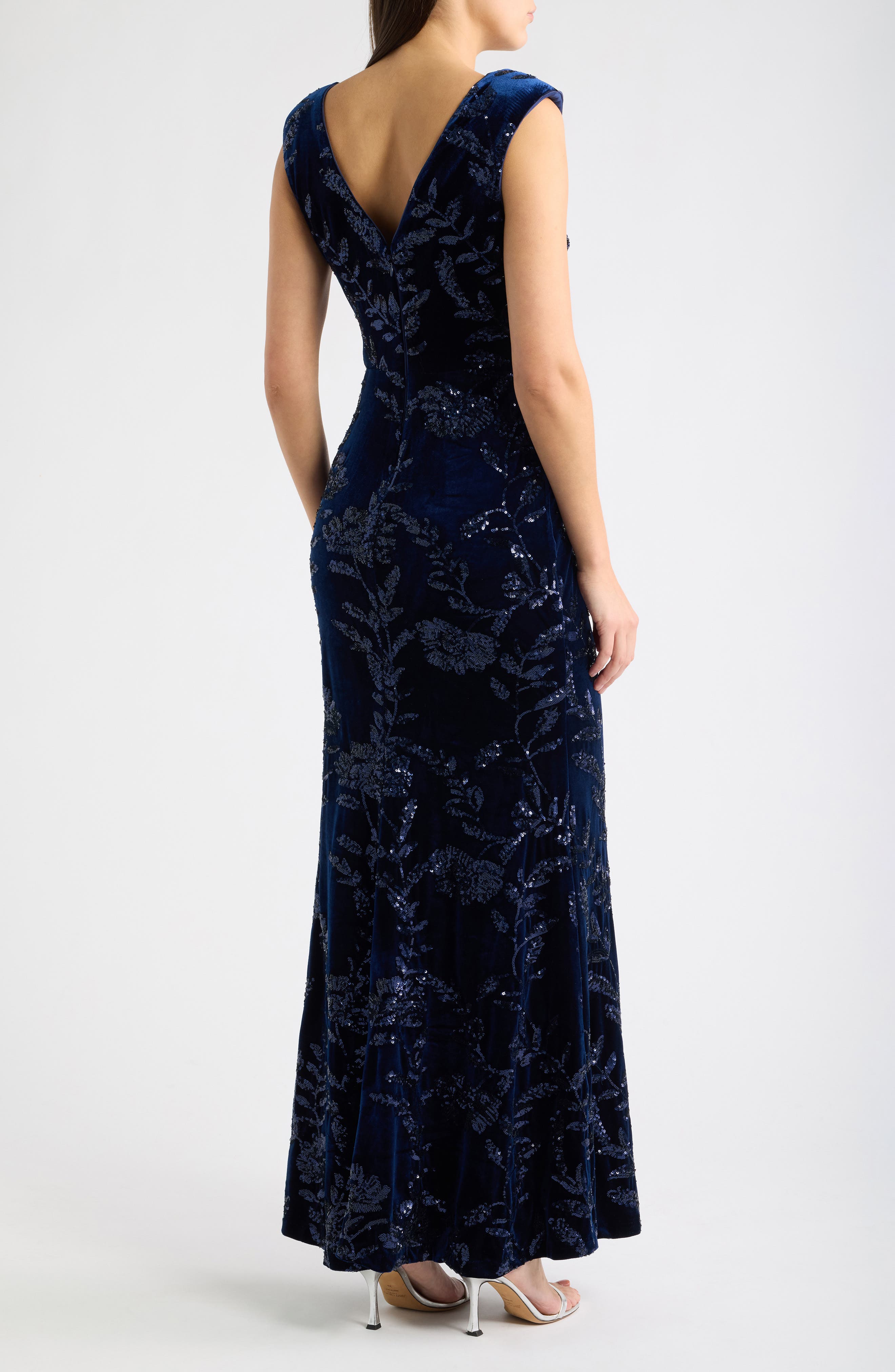 Eliza J Cap Sleeve Embellished Column Gown (Women) | Nordstrom