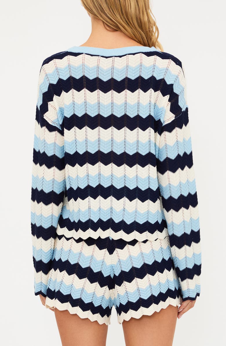 Beach Riot Beach Stripe Pointelle Cover-Up Sweater, Alternate, color, Ultramarine Chevron