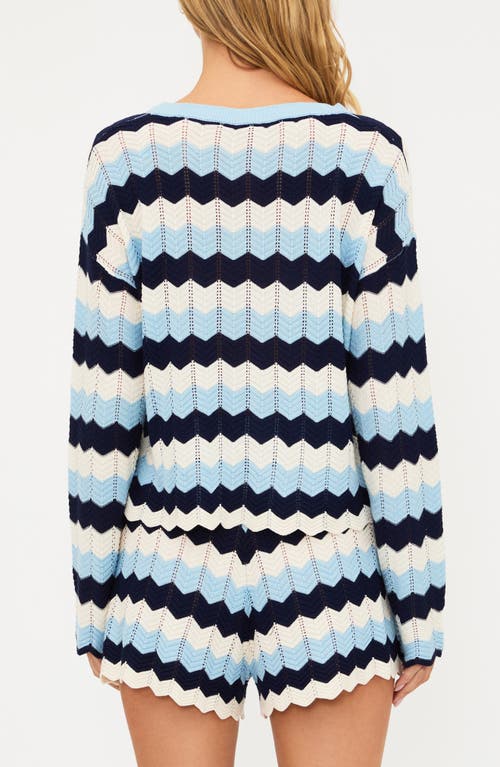 Beach Riot Beach Stripe Pointelle Cover-up Sweater In Blue