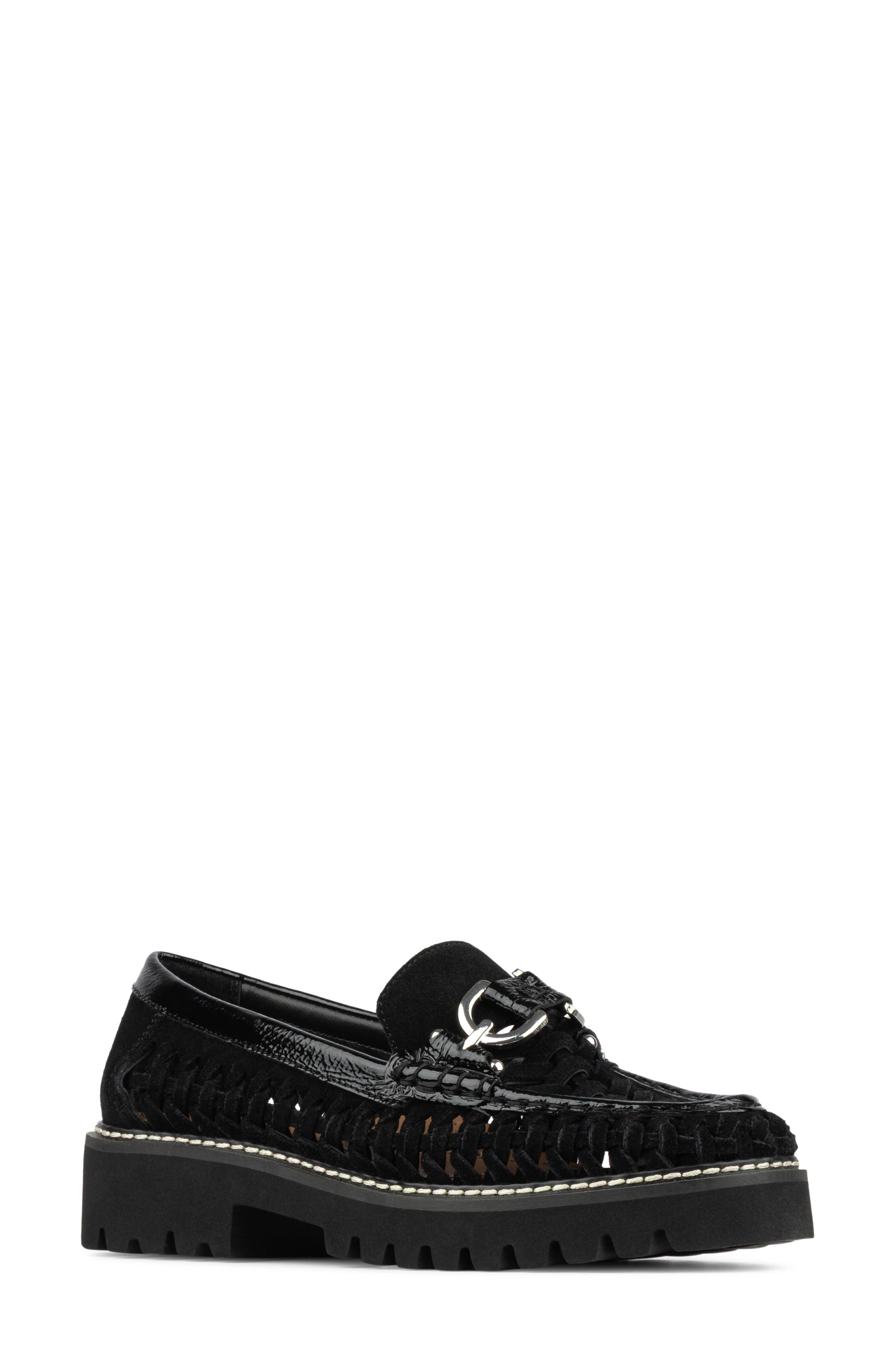 Hansine Lug Sole Bit Loafer, Main, color, BLACK