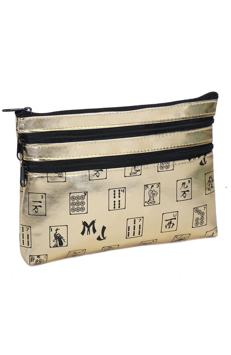 Mah Jongg Direct Mah Jongg Gold 3-Zipper Purse, Main, color, 