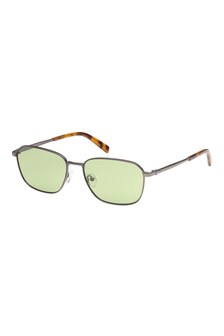 56mm Round Sunglasses, Alternate, color, SHINY DARK NICKELTIN / GREEN