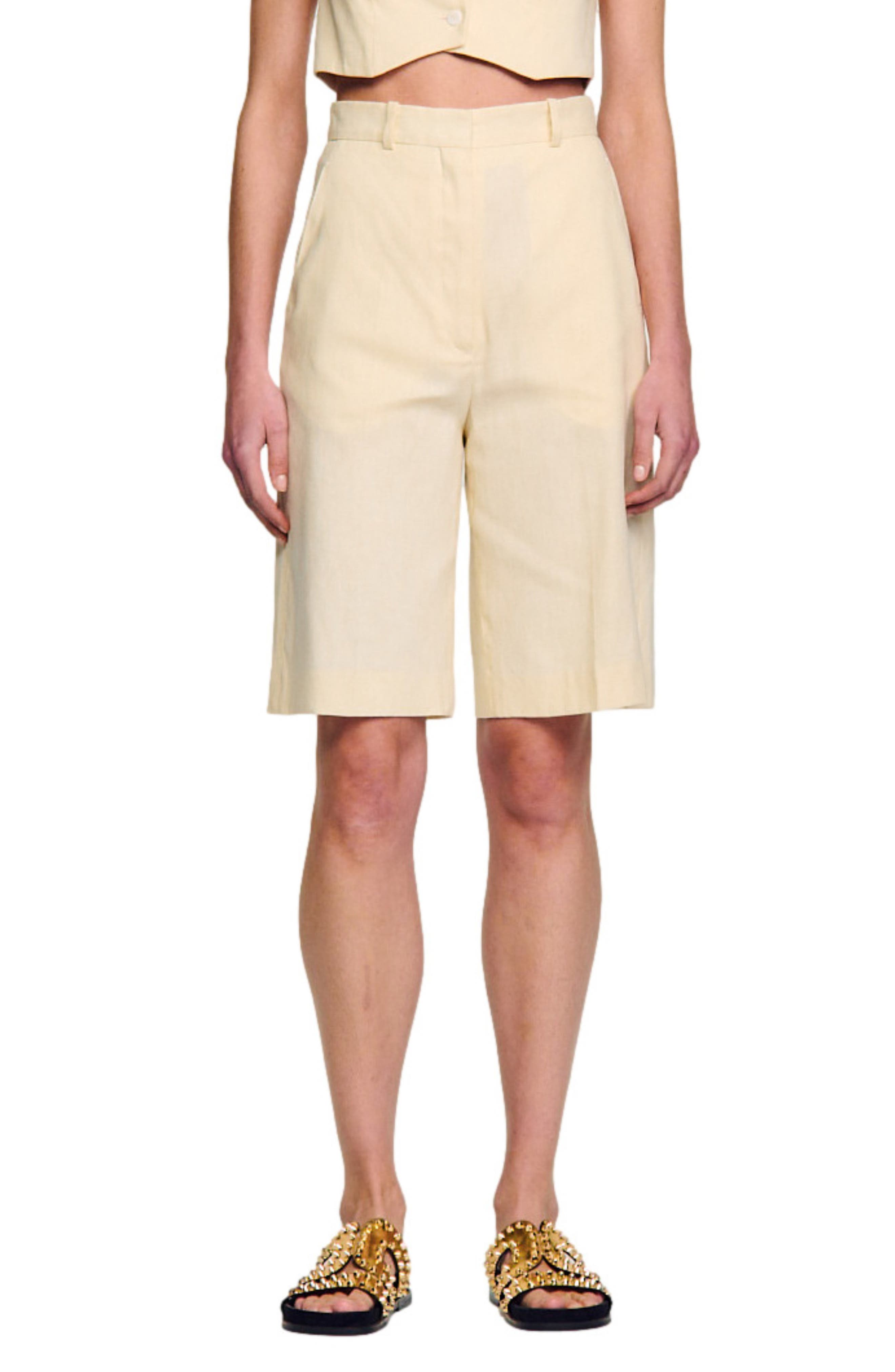 SANDRO Cangio Linen Blend Bermuda Shorts
