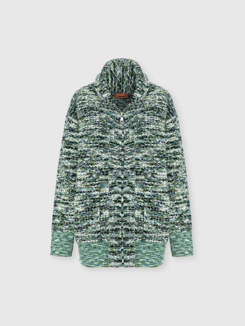 Oversized Full-zip Cardigan With 3d Construction