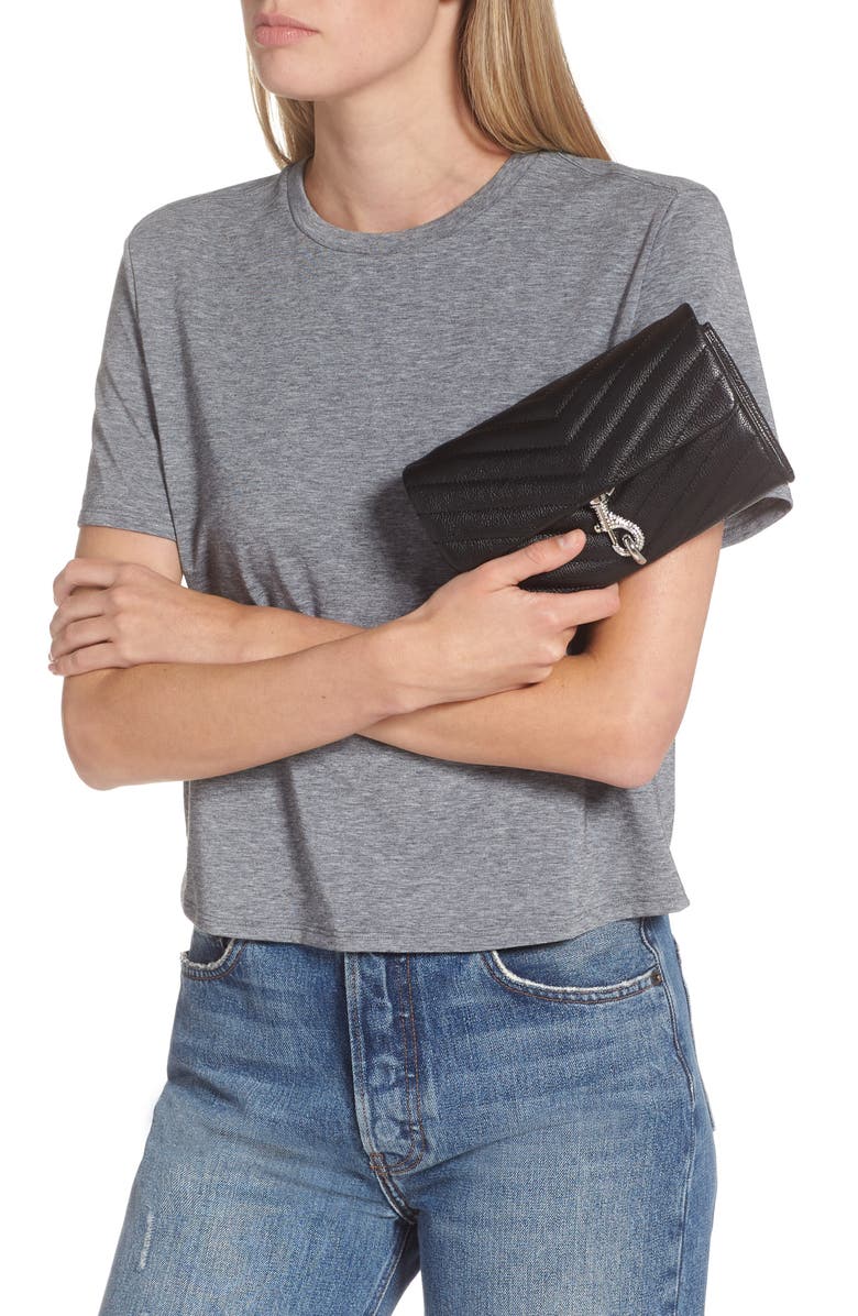 Rebecca Minkoff Edie Quilted Leather Wallet on a Chain, Alternate, color,