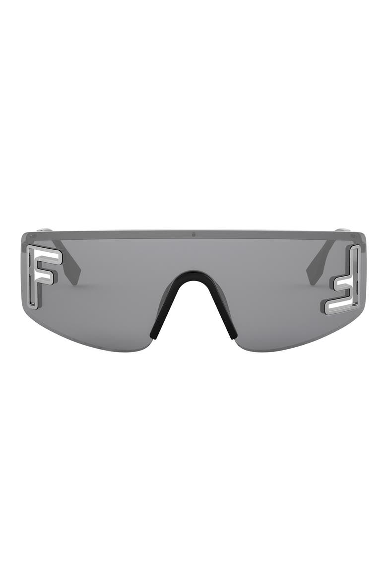 Sport Rectangular Sunglasses, Main, color, SHINY LIGHT RUTHENIUM / SMOKE