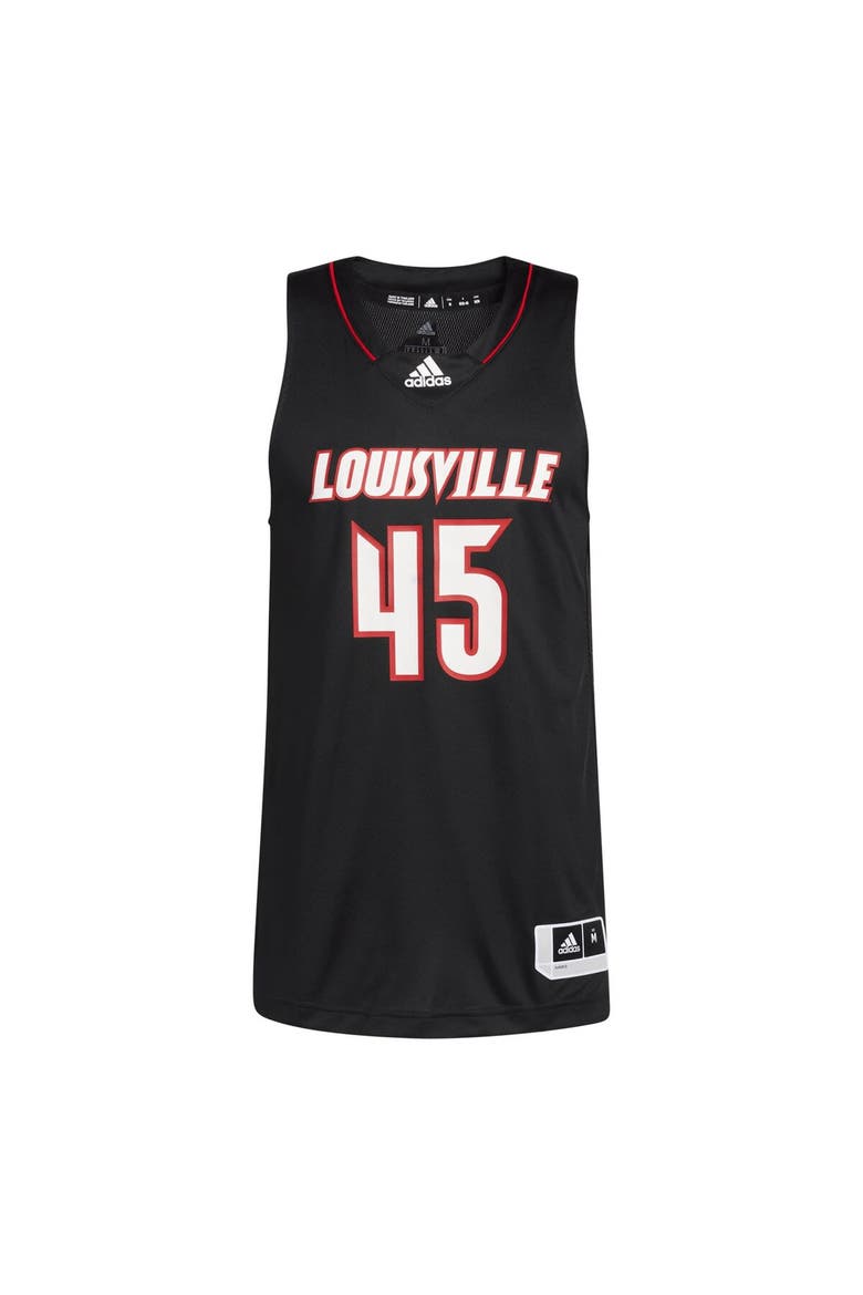 Men's adidas #45 Black Louisville Cardinals Swingman Jersey, Main, color, Black