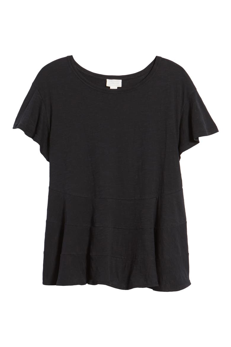 Relaxed Peplum Tee, Alternate, color, BLACK