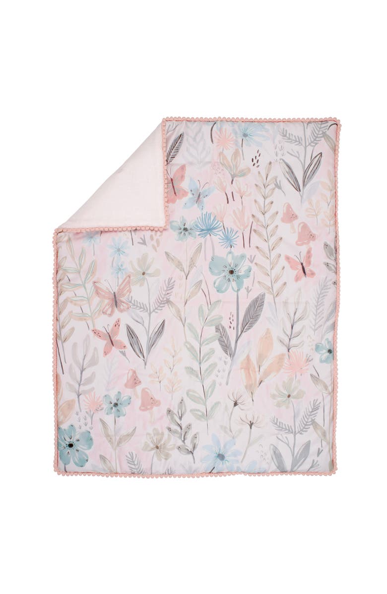 Lambs & Ivy Baby Blooms 3-Piece Floral/Butterfly Baby Crib Bedding Set, Alternate, color, Pink