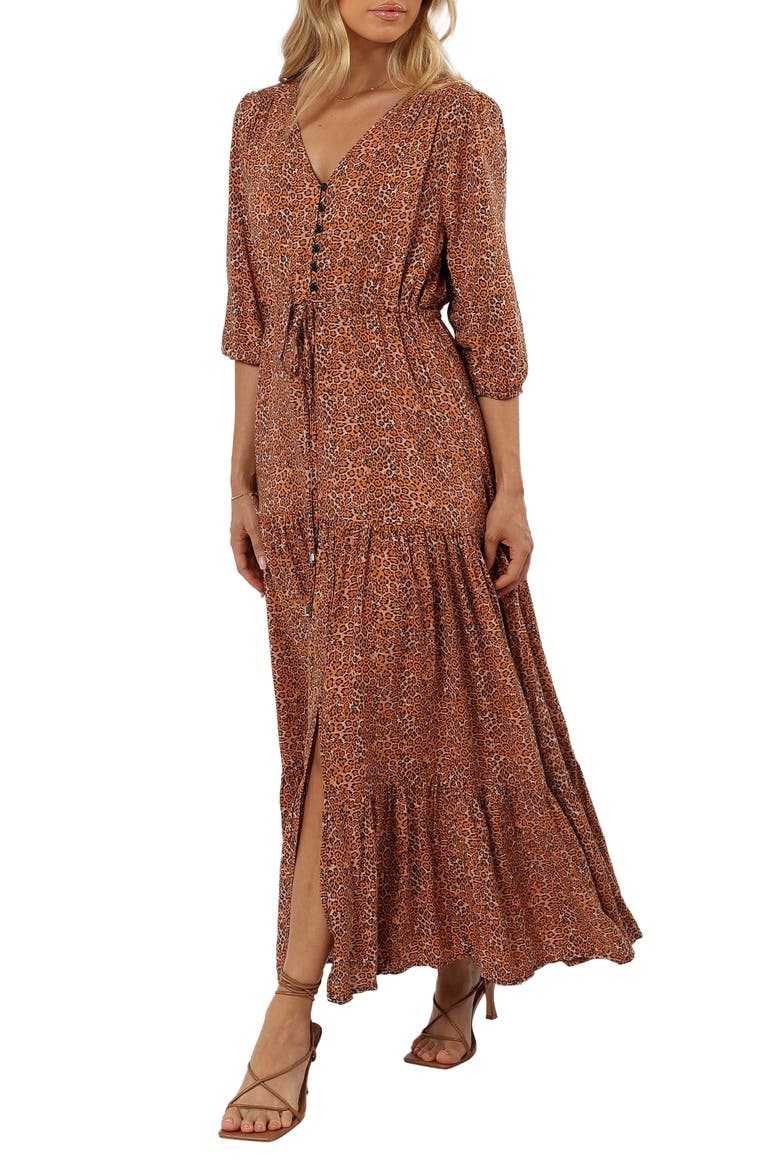 Kelda Tiered Maxi Dress, Alternate, color, LEOPARD PRINT