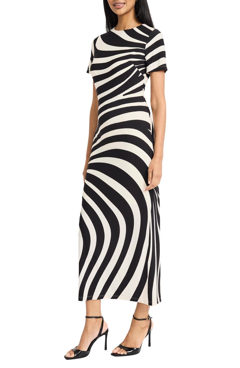 DONNA MORGAN FOR MAGGY Stripe Short Sleeve Maxi Dress, Alternate, color,