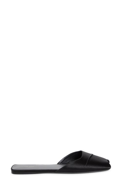 The Row Milla Satin Slide Sandal In Black