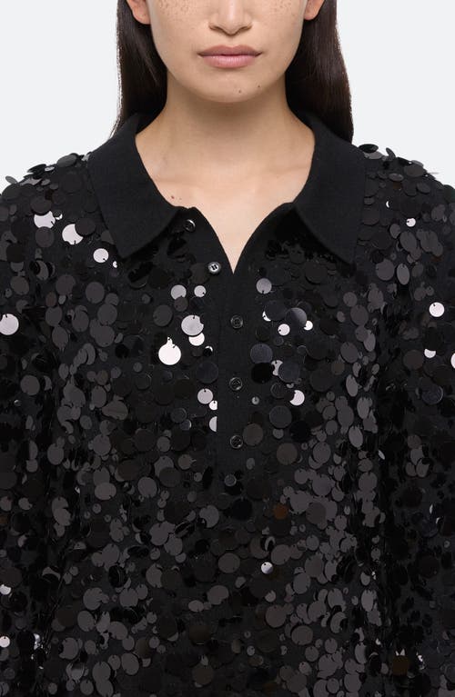 Helmut Lang Wool Palette Sequin Polo Top