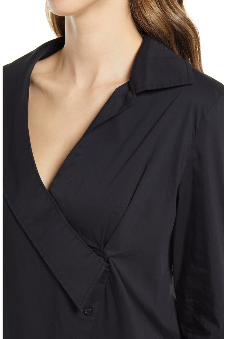 Asymmetric Button-Up Blouse, Alternate, color, BLACK