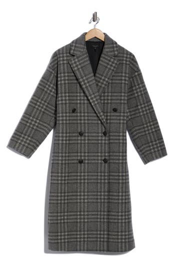 Rag & Bone Thea Plaid Double Breasted Wool Blend Coat In Gray
