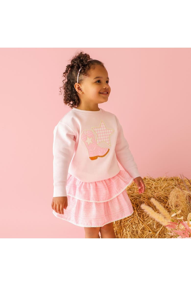 Bandana Cowgirl Patch Western Sweatshirt, Alternate, color, Ballet Pink