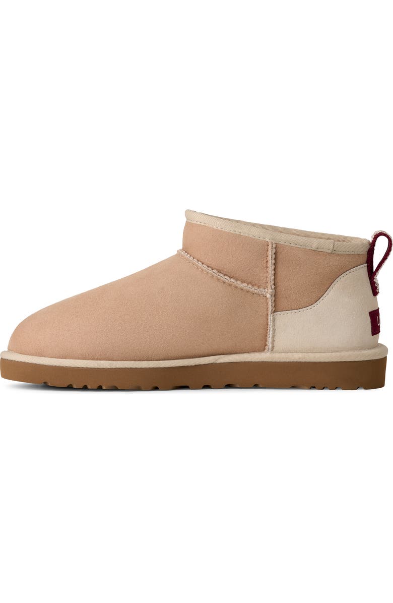 UGG<sup>®</sup> Classic Ultra Mini Genuine Shearling Boot, Alternate, color, Driftwood / Biking Red