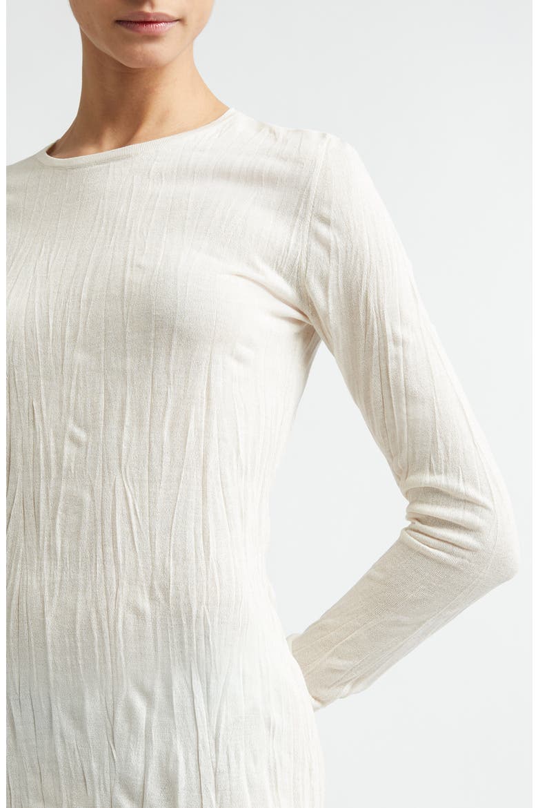 Crinkled Long Sleeve Column Sweater Dress, Alternate, color, PALE APRICOT