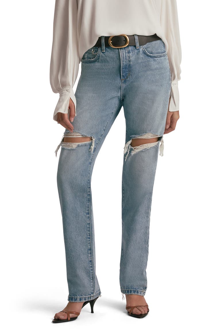 The Mikaela Ripped Low Rise Straight Leg Jeans, Main, color, LENNOX