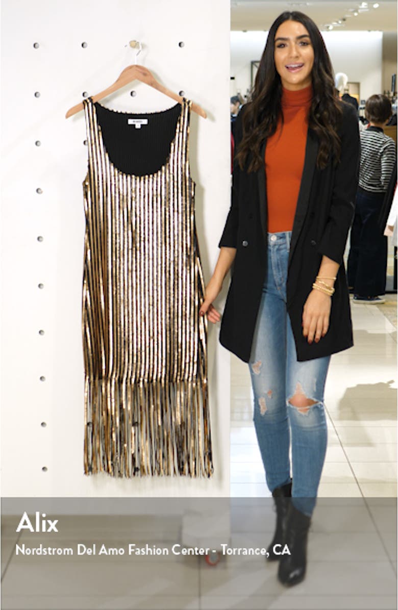 BB Dakota Girl's Best Friend Sequin Fringe Sleeveless Sheath Dress, sales video thumbnail