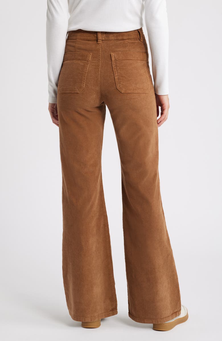 Marine Layer Bridget Flare Stretch Cotton Corduroy Pants, Alternate, color, Rust