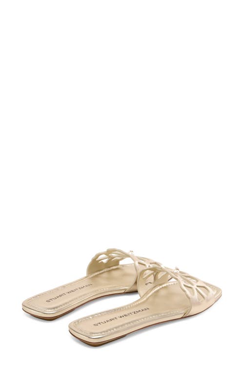 Stuart Weitzman Jasmine Cutout Slide Sandal In Gold
