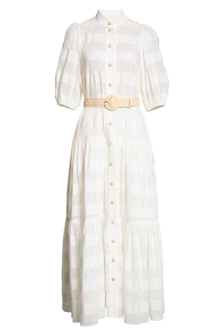 Rosa Stripe Cotton & Silk Shirtdress, Alternate, color, IVORY