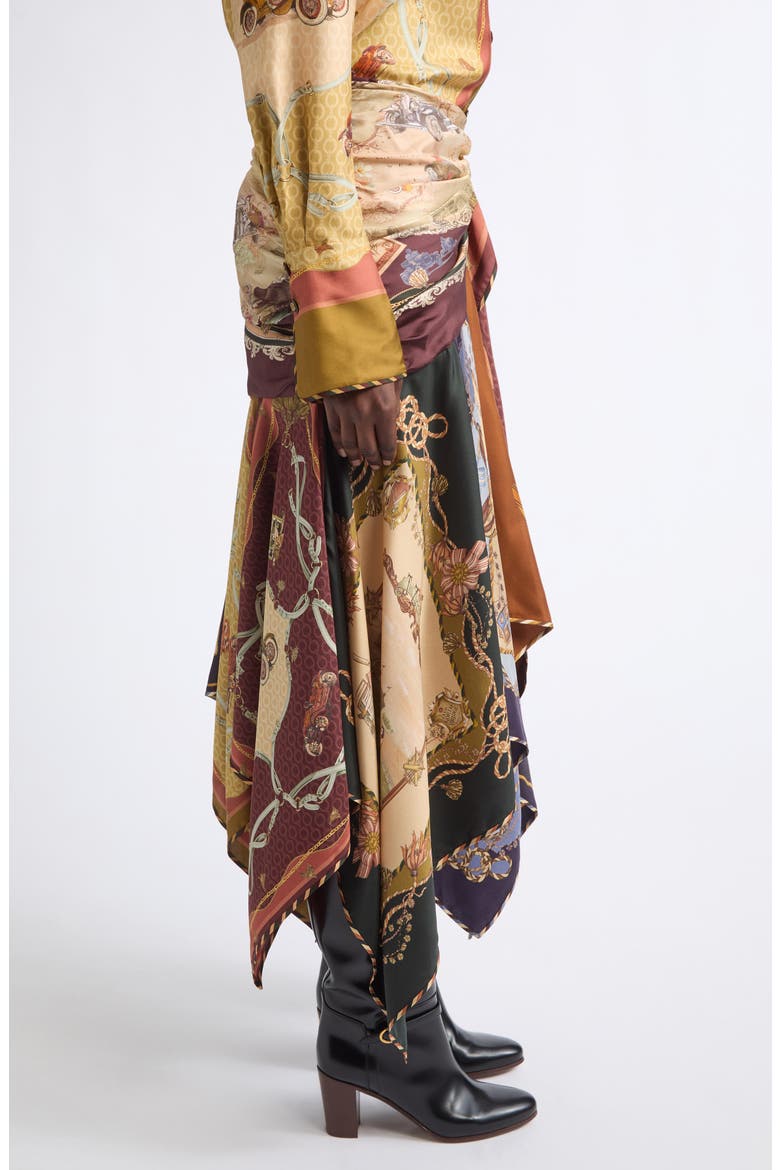 Valiant Print Draped Silk Scarf Skirt, Alternate, color, SPLICED SCARVES