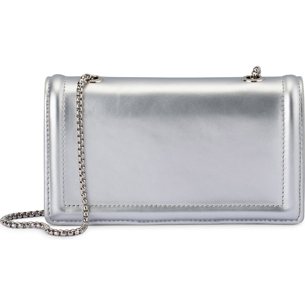 Olga Berg Rosie Metallic Faux Leather Convertible Shoulder Bag In Silver