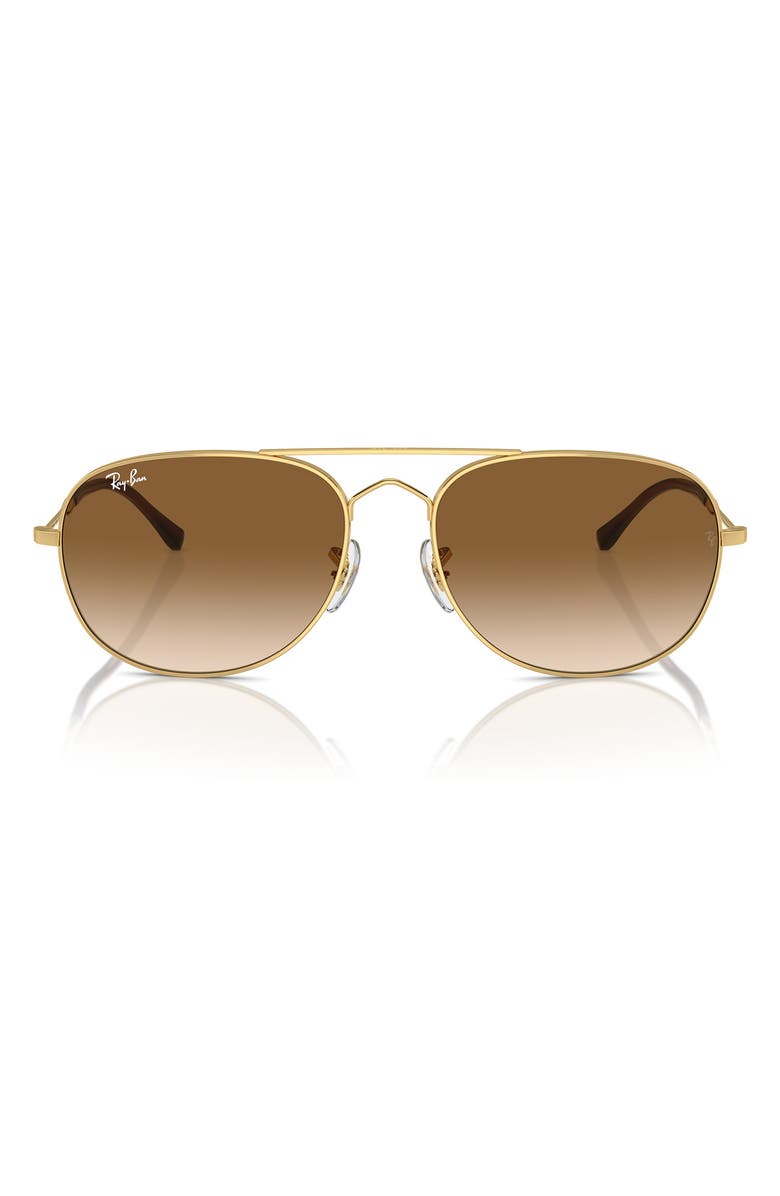 Ray-Ban Bain Bridge 60mm Gradient Pillow Aviator Sunglasses, Main, color, Gold Flash