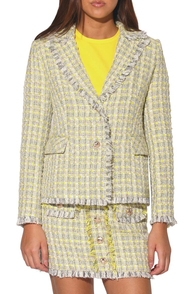Damon Tweed Blazer Jacket, Main, color, MALIBU YELLOW TWEED
