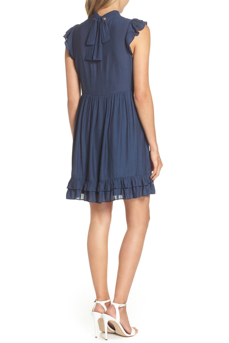 Embroidered Bodice A-Line Dress, Alternate, color, TEAL MOROCCAN