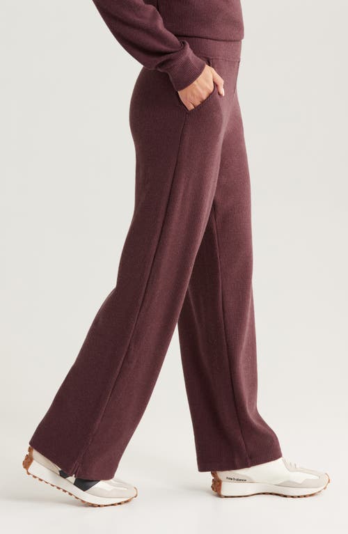 Zella Waffle Knit Easy Pants In Burgundy Fudge