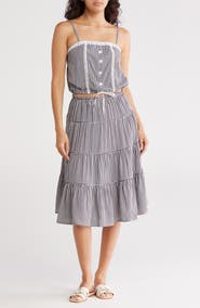 Madden Girl 2-Piece Cami Crop Top & Tiered Midi Skirt Set