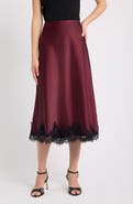 Anne Klein Lace Trim Satin Bias Midi Skirt