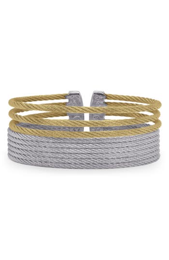 Alor Classique Stainless Steel Wide Bangle Bracelet In Grey/yellow