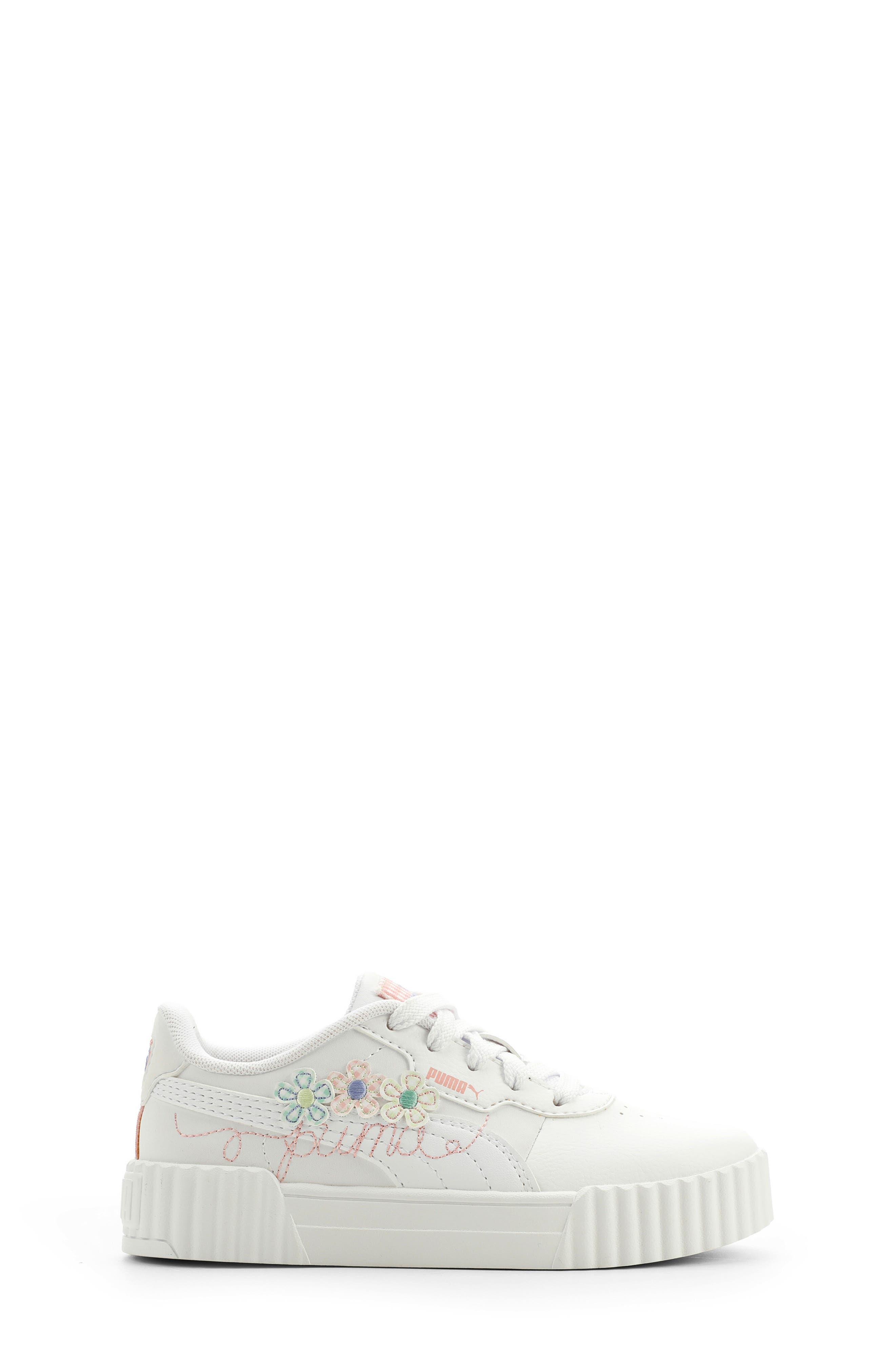 PUMA Kids' Carina 3.0 Crafty Floral Low Top Sneaker, Alternate, color, Puma White/ Rosy/ Lavender