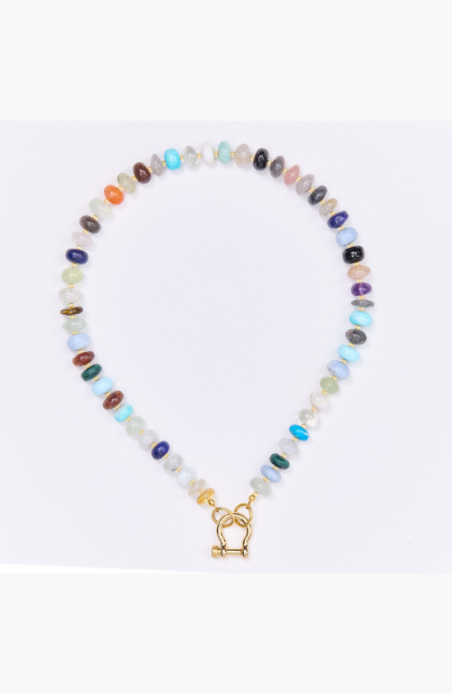 Shop Spicy Dan Lyla Mixed Gemstone Gold Plated Necklace In Multi