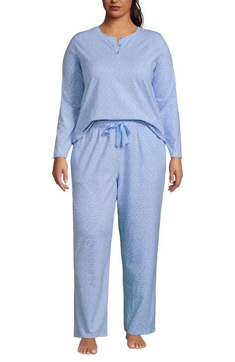 Knit 2 Piece Pajama Set - Long Sleeve Top and Pants