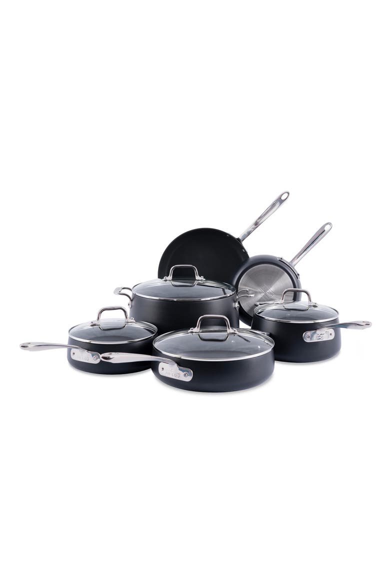 HA1 Expert Hard Anodized Nonstick 10-Piece Cookware Set, Main, color, BLACK