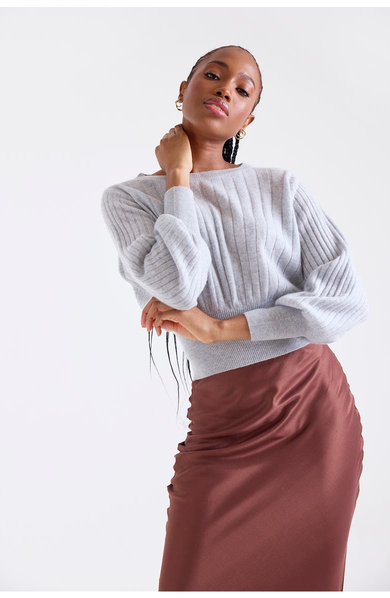 1982 Rosa Ribbed 100% Cashmere Sweater, Alternate, color, Super Grey