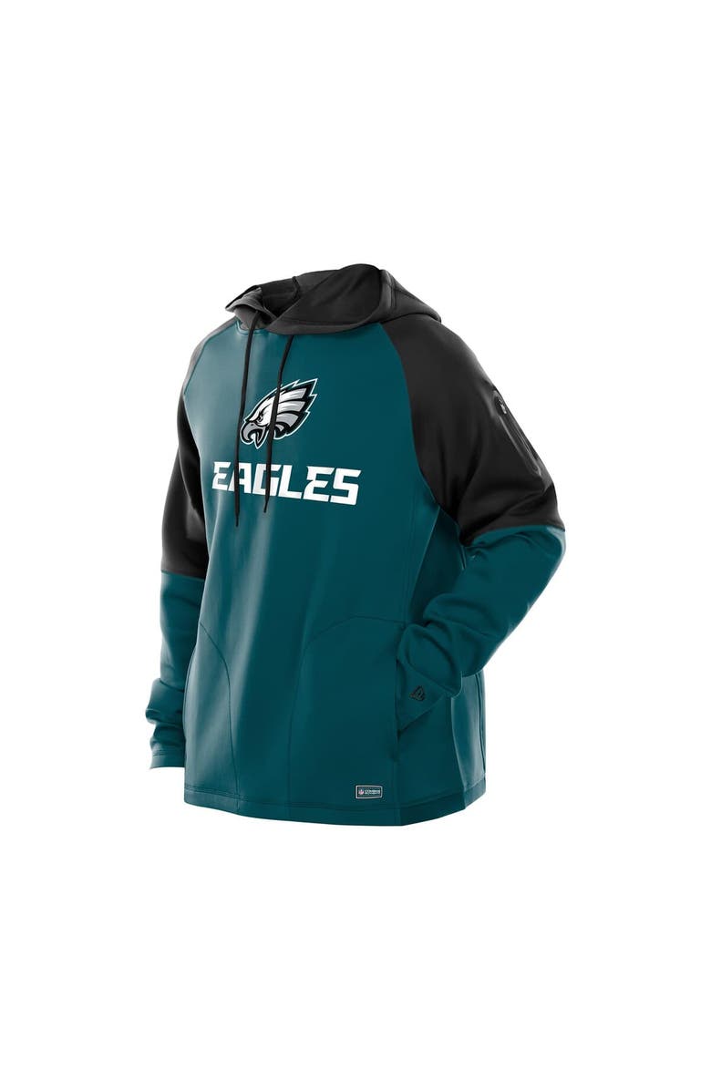 New Era Men's New Era  Midnight Green Philadelphia Eagles Combine Authentic Color Block Raglan Pullover Hoodie, Alternate, color, 