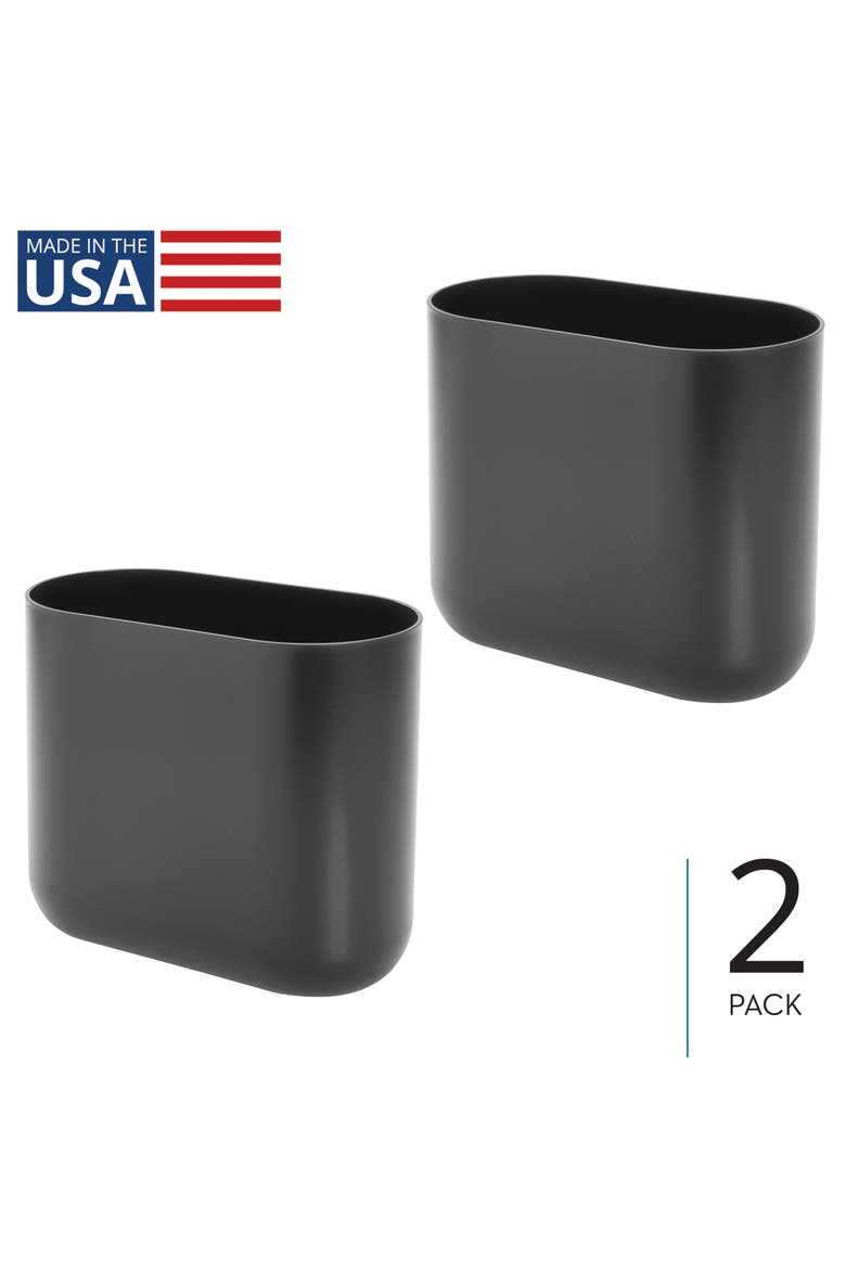 Slim Plastic Bathroom Trash Can 2-Pack, Alternate, color, Grey