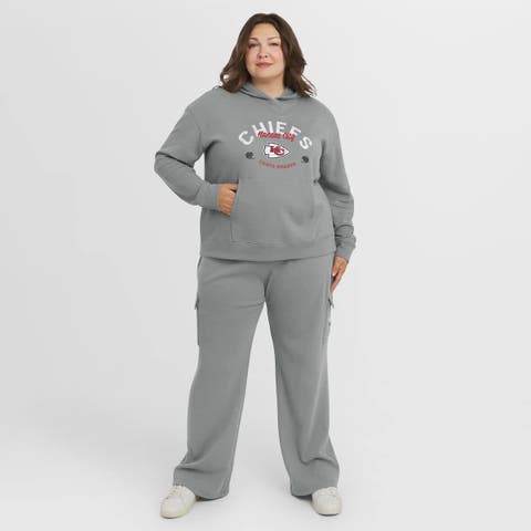 Women
s WEAR by Erin Andrews Gray Kansas City Chiefs Plus Size Waffle-Knit Long Sleeve Hooded Shirt 
Pants Lounge Set