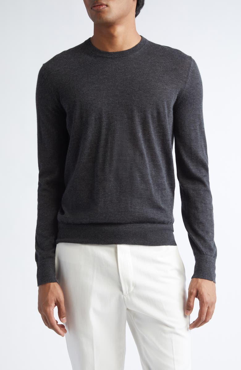 TOM FORD Fine Gauge Cashmere & Silk Crewneck Sweater, Main, color, Ig680 Light Charcoal
