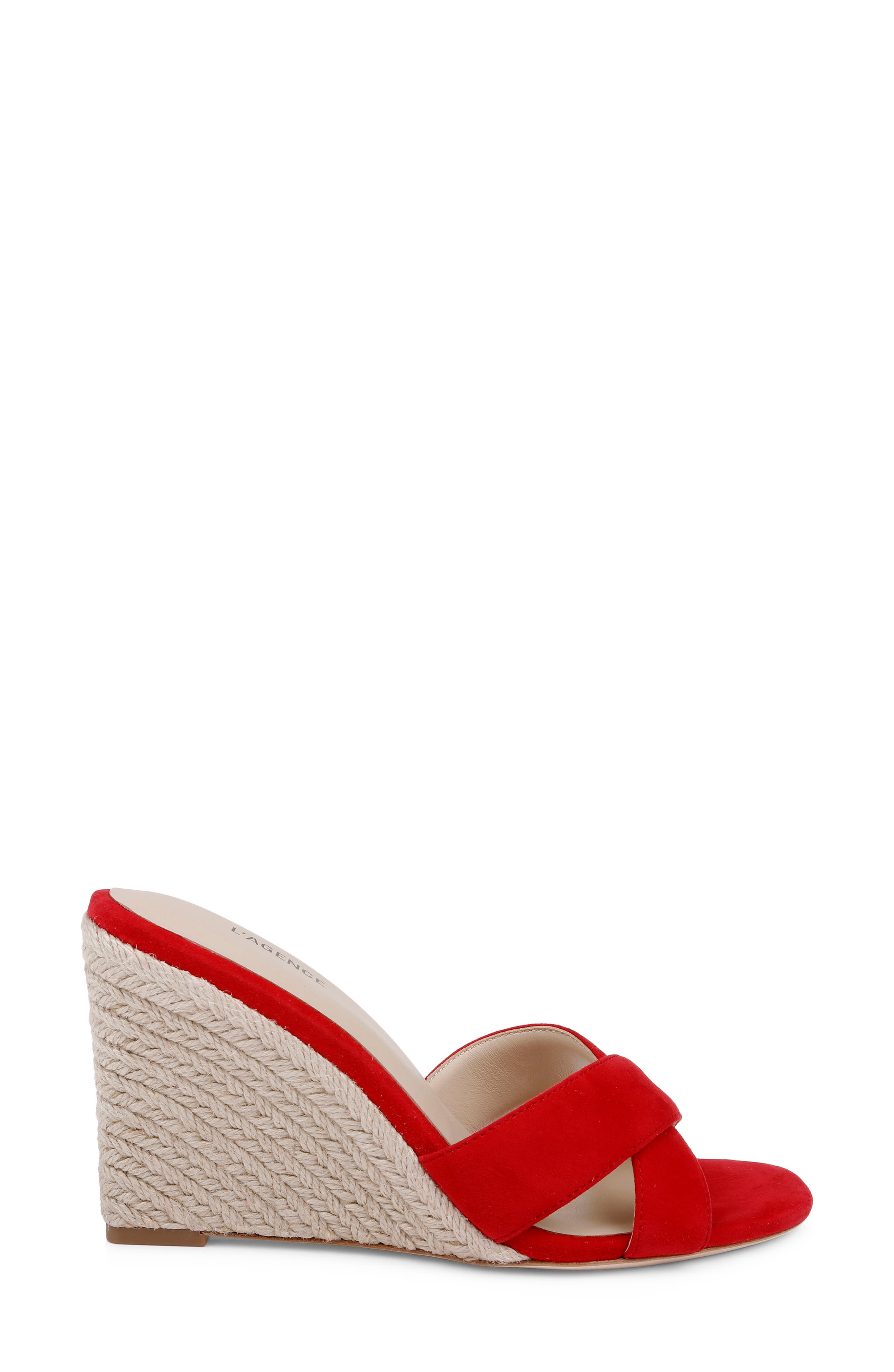 Rosaline Espadrille Wedge Slide Sandal, Alternate, color, RED SUEDE