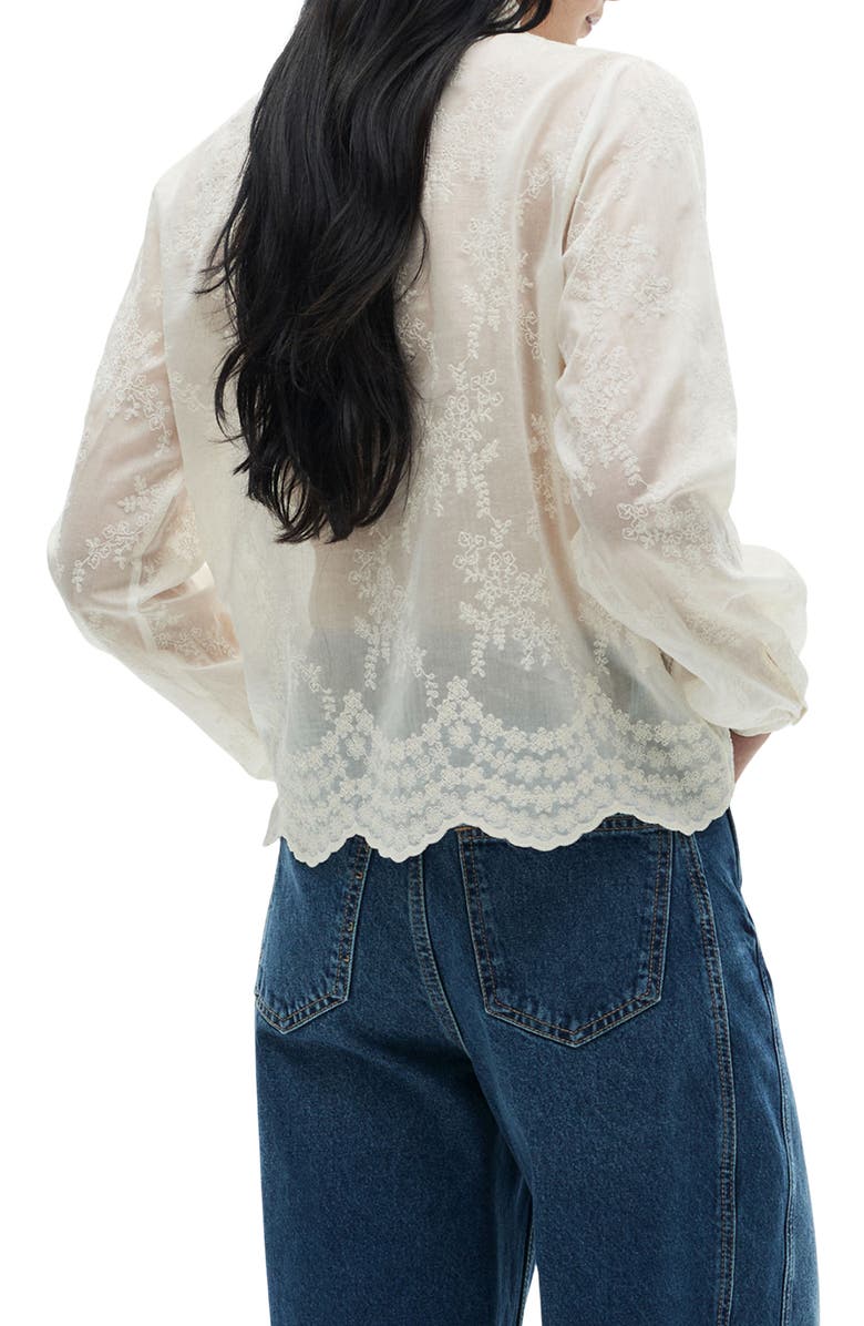 MANGO Embroidered Floral Lyocell Blend Shirt, Alternate, color, 